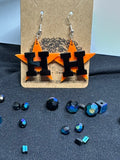 Astros Star and H Earrings Black & Orange Acrylic Laser Engraved Dangle Earrings