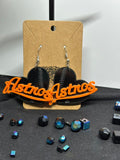 Astros Heart Baseball Black & Orange Acrylic Laser Engraved Dangle Earrings