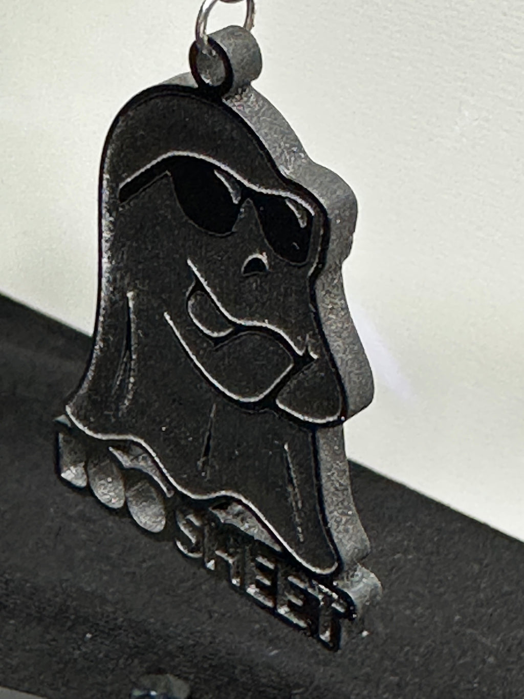 BOO Sheet Halloween Black Acrylic Laser Engraved Dangle Earrings
